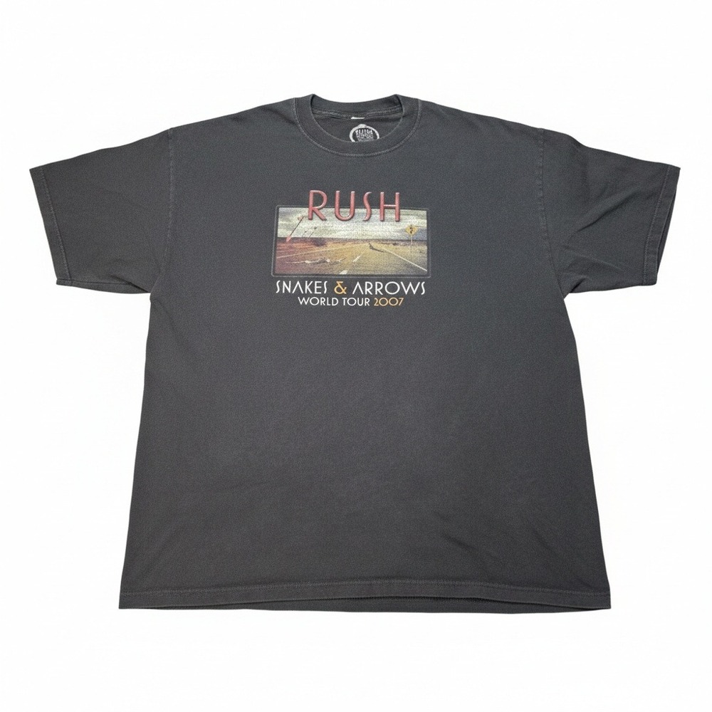 Rush Snakes & Arrows World Tour 2007‎ Band Tee Mens XL Faded Black Concert Shirt